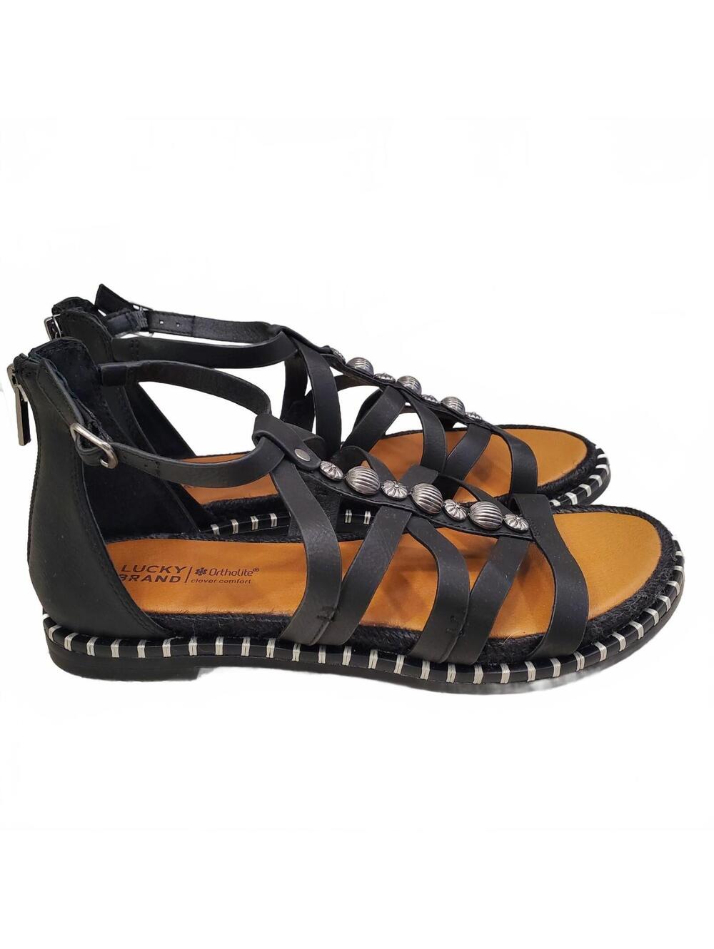 Lucky Brand Womens Korina Beaded Gladiator Sandals Size 7.5 Black Leather - Picture 3 of 9